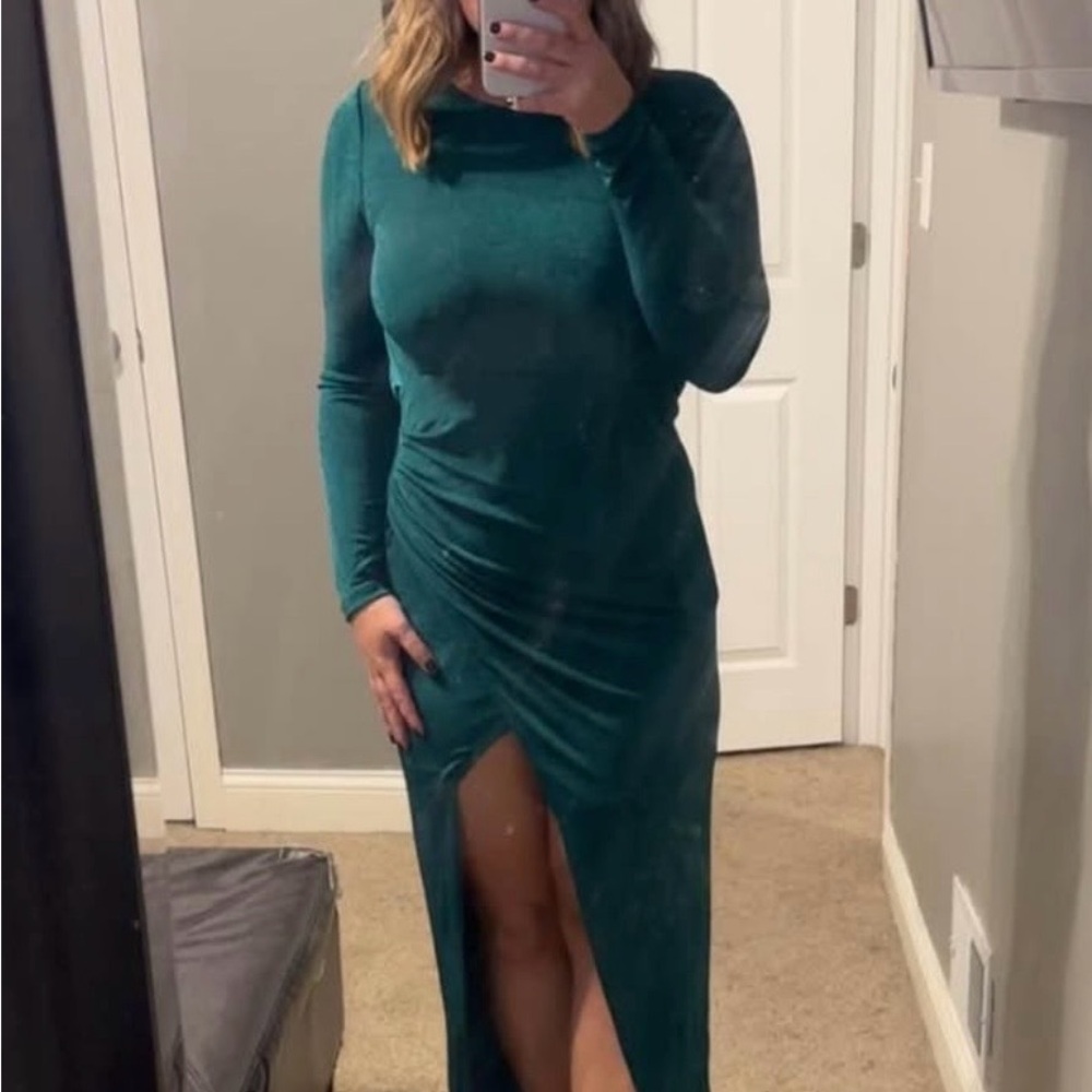 Hello Molly Teal Long Sleeve Dress